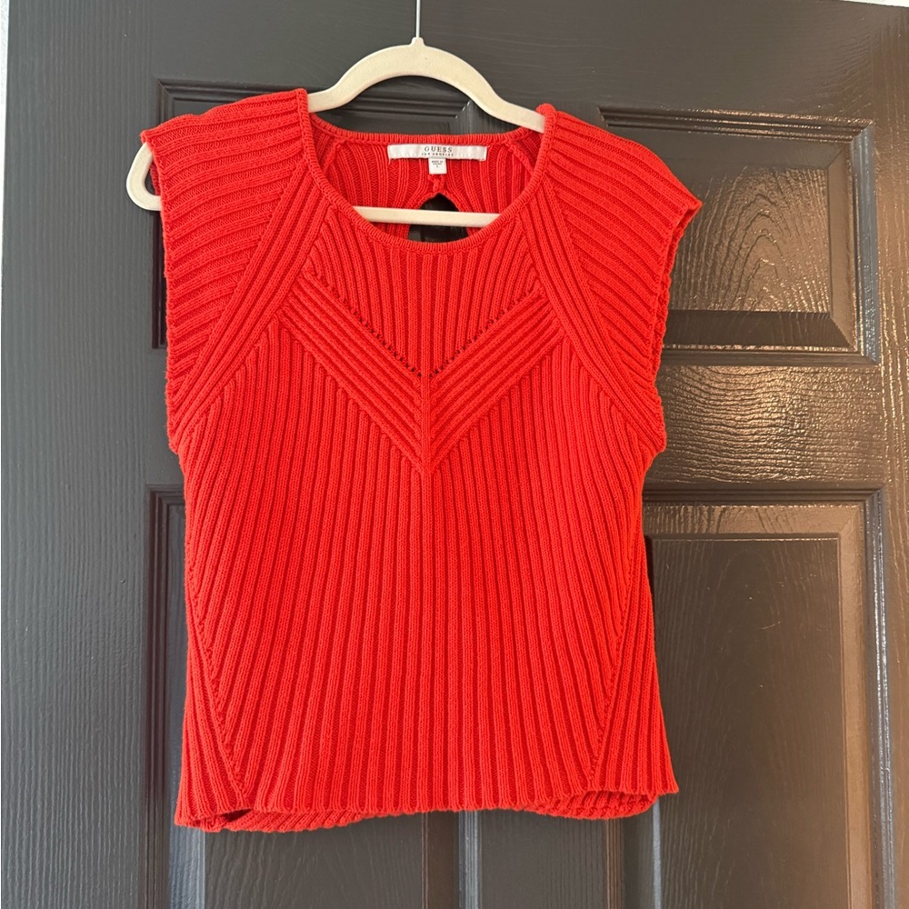 Orange Sleeveless Knit Top